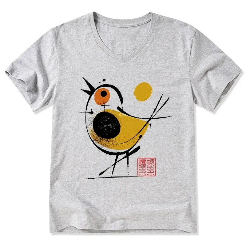 Kyoto-Lion classic v-neck bird t-shirt
