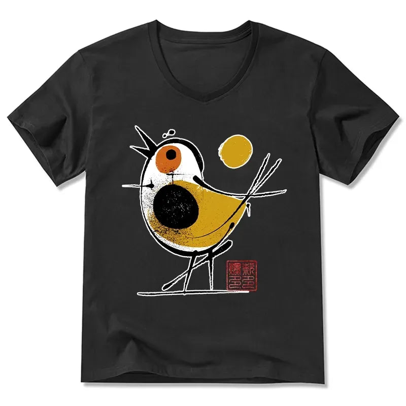 Kyoto-Lion classic v-neck bird t-shirt