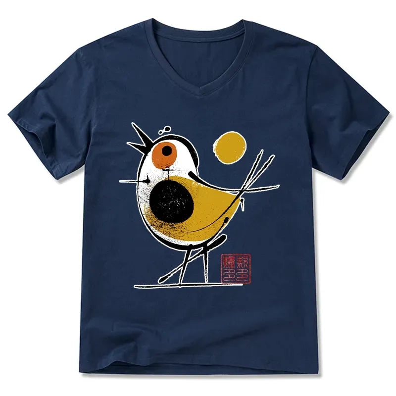 Kyoto-Lion classic v-neck bird t-shirt