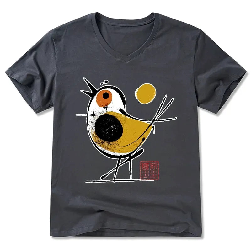 Kyoto-Lion classic v-neck bird t-shirt