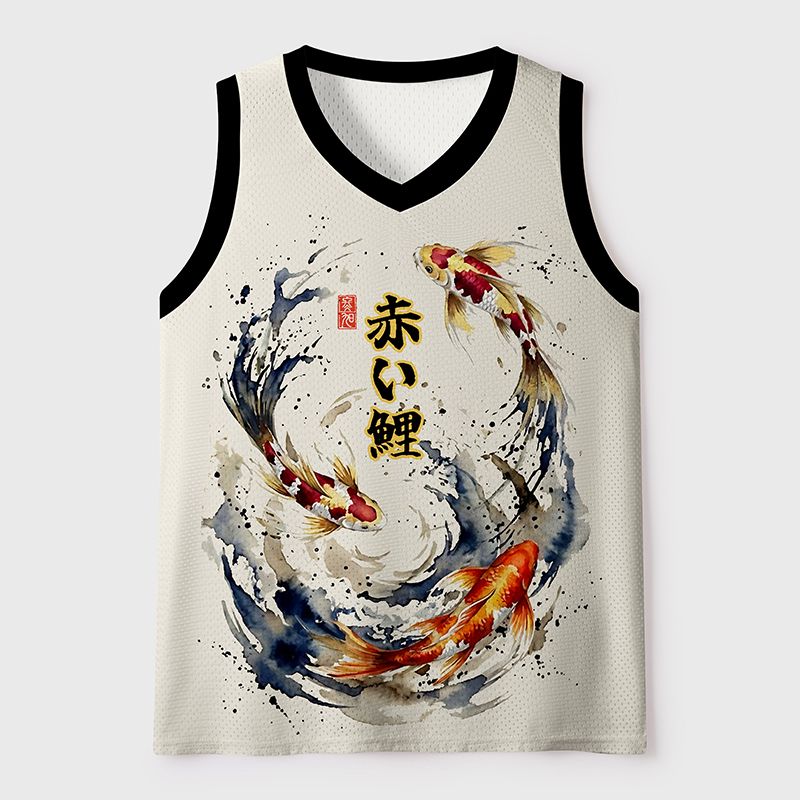 Kyoto-Lion Koi In The Ink Wave Mesh Tank Top
