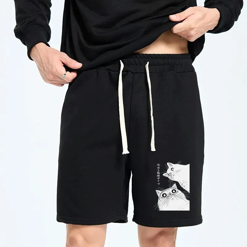 Japanese Cat Unisex Shorts for Summer