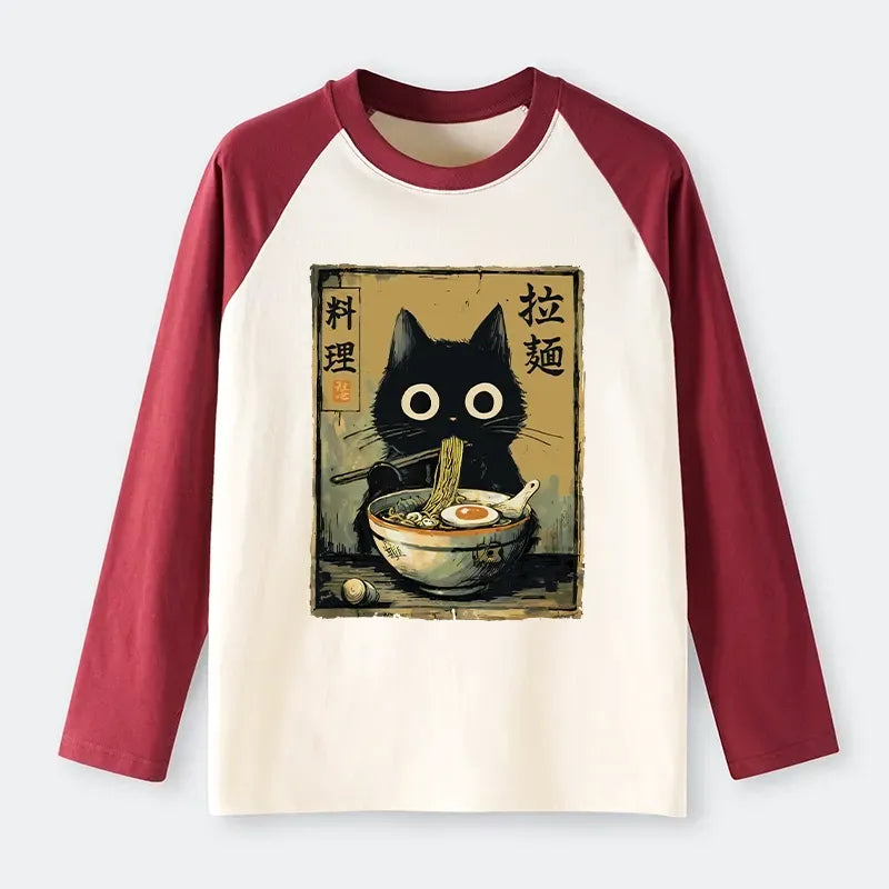 Kyoto-Lion Black Cat Ramen Long Sleeve Tee Gift Idea