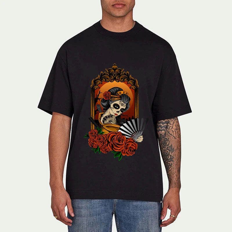 Kyoto-Lion Geisha Skull Art Japanese Classic T-Shirt