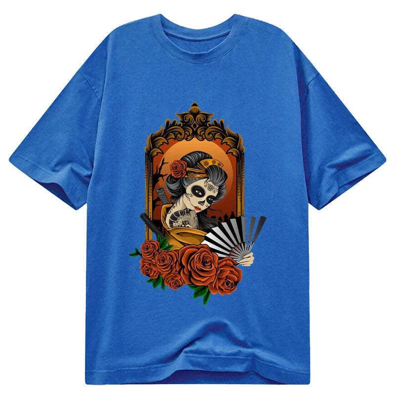 japanese geisha skull art t-shirt best seller