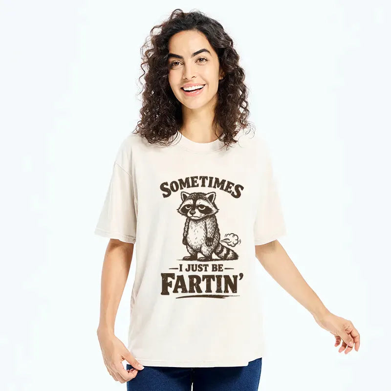 Kyoto-Lion Farting Raccoon Washed T-Shirt