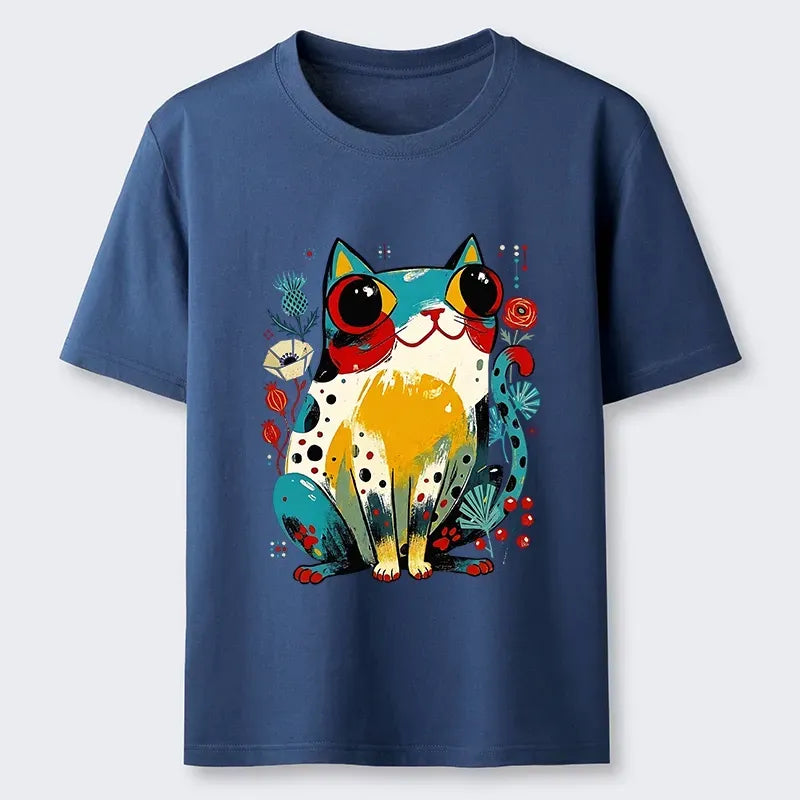 Colorful Floral Cat T-Shirt Best Seller