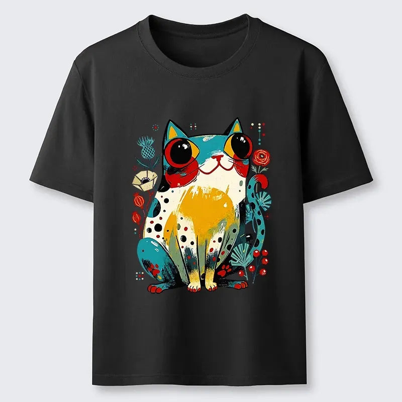 Colorful Floral Cat T-Shirt Best Seller