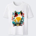 Japanese Folk Cat T-Shirt for Summer
