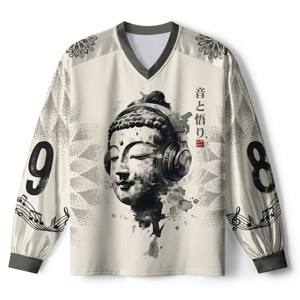 Kyoto-Lion DJ Buddha Zen Music Paneled Long Sleeve Jersey