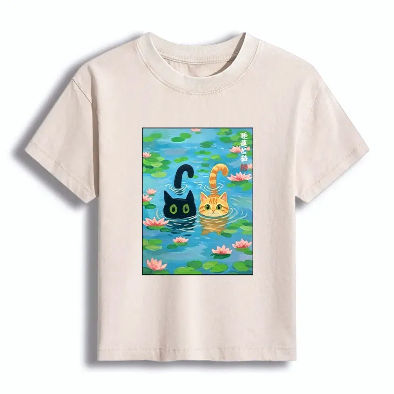 Cats in Lotus Pond T-Shirt Free Shipping