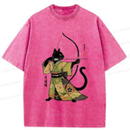 Japanese Cat Archery Washed T-Shirt