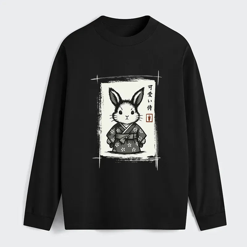 Japanese Woodcut Bunny Long Sleeve T-Shirt