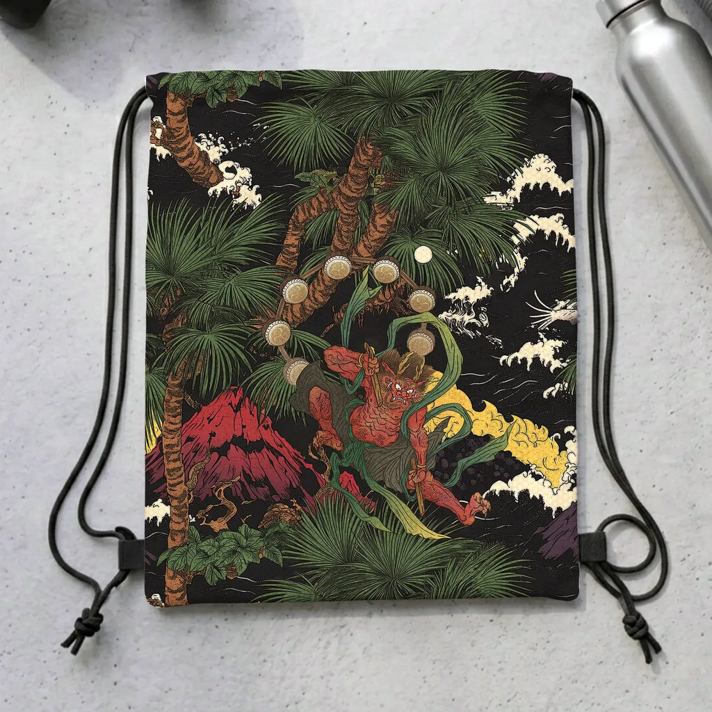 Japanese Yokai Drawstring Backpack for Travel