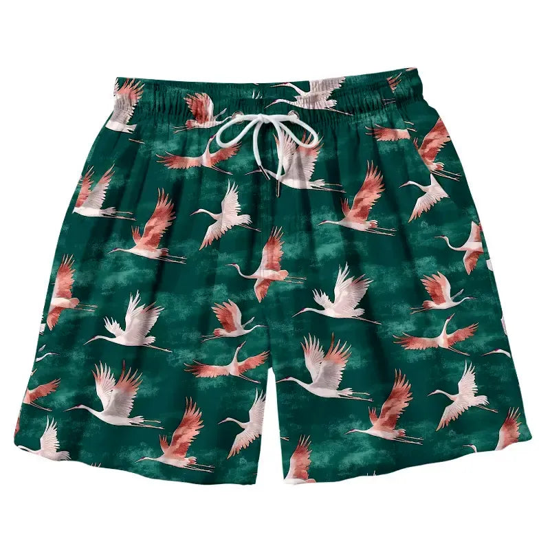 Trendy Kyoto Lion Cranes Swim Trunks for Summer