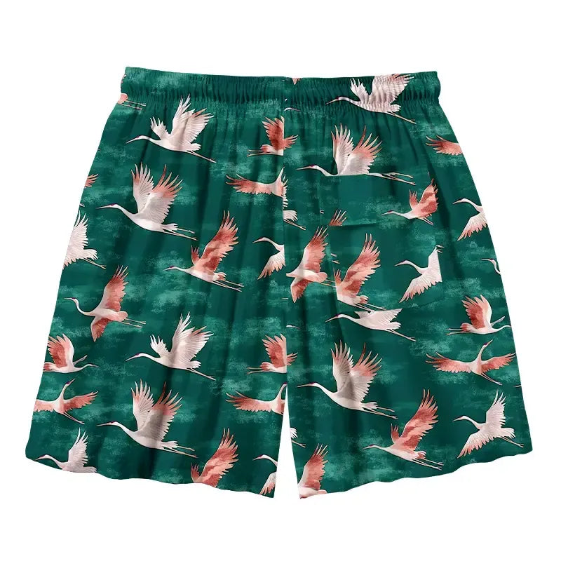 Trendy Kyoto Lion Cranes Swim Trunks for Summer