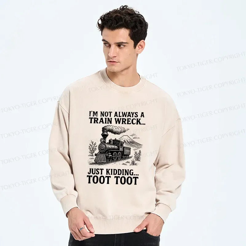 Funny Train Jokes Washed Sweatshirt on Sale