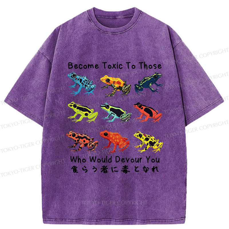 Kyoto-Lion Funny Frog Poison Your Devourers Washed T-Shirt