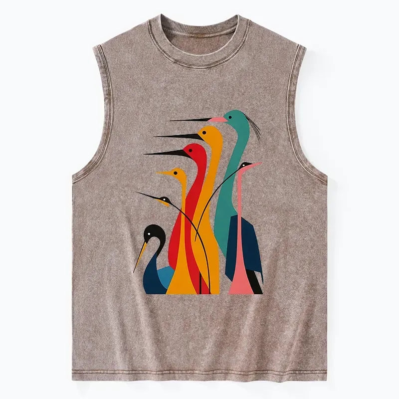 Vintage Ukiyo-e crane tank top on sale