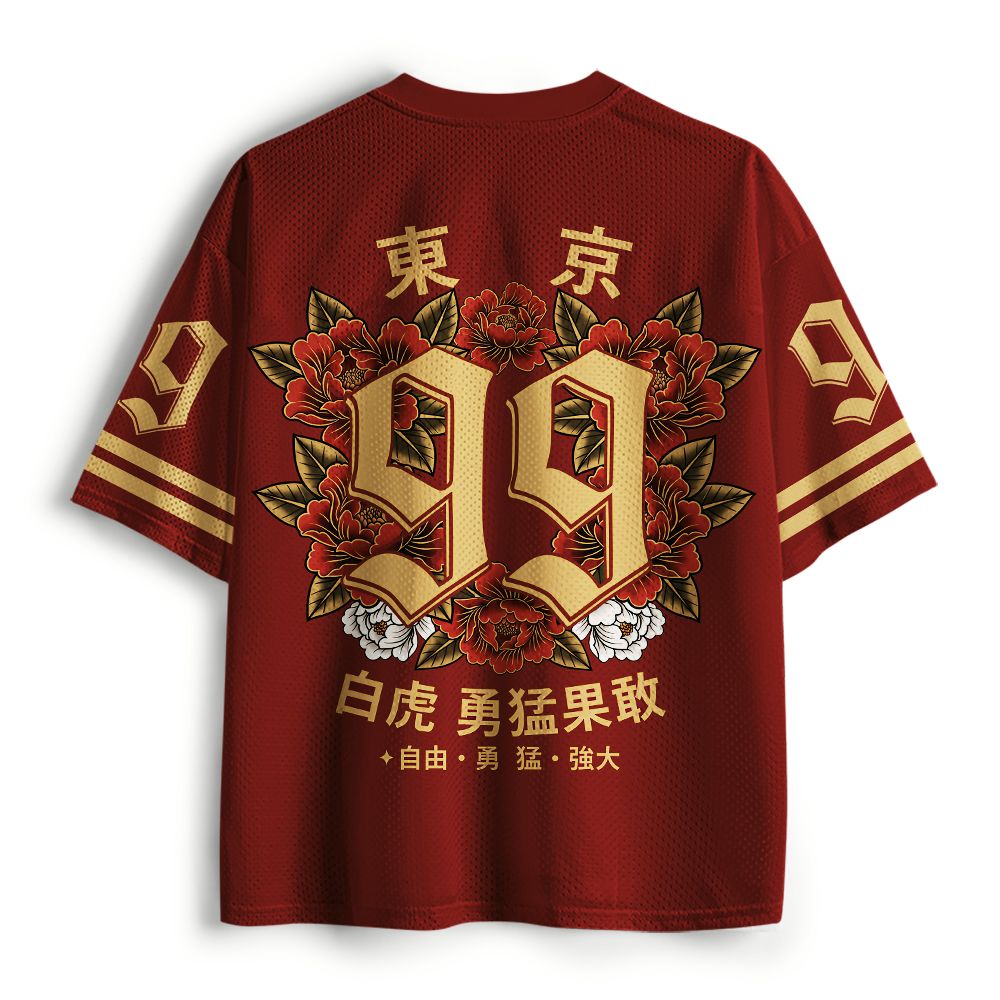 Kyoto-Lion Oriental Tiger Peony Brave Power #99 Mesh Jersey