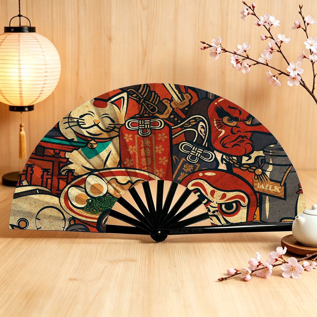Kyoto-Lion Japanese Traditional Elements Hand Fan