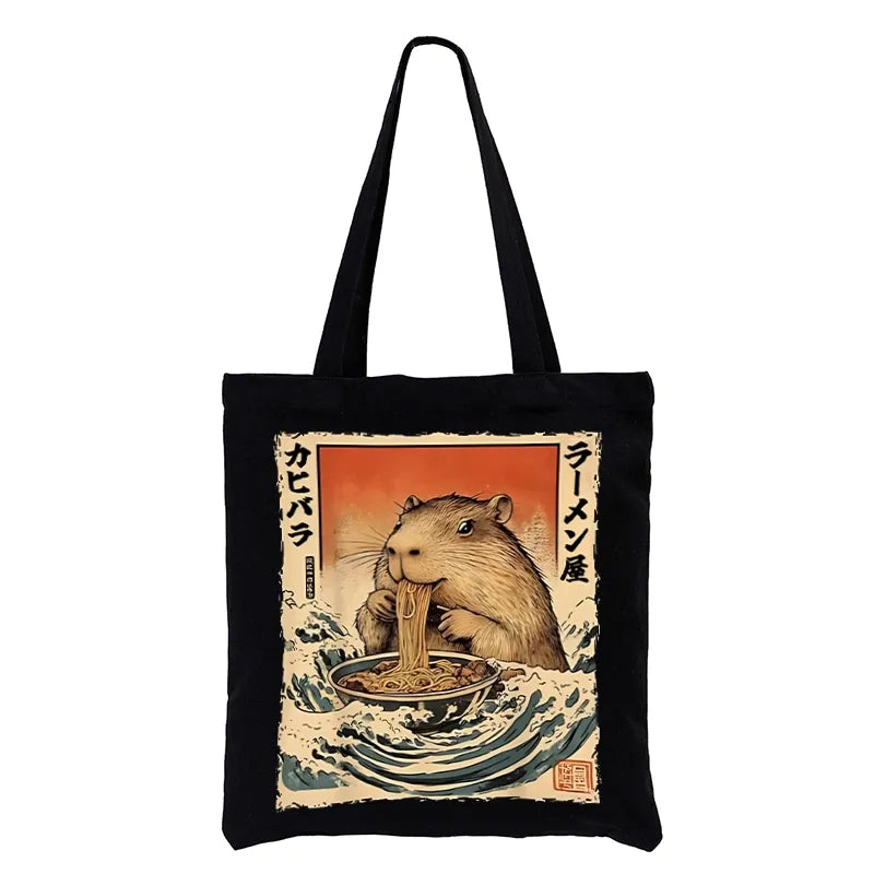 Kyoto-Lion Hamster Eating Ramen Tote Bag