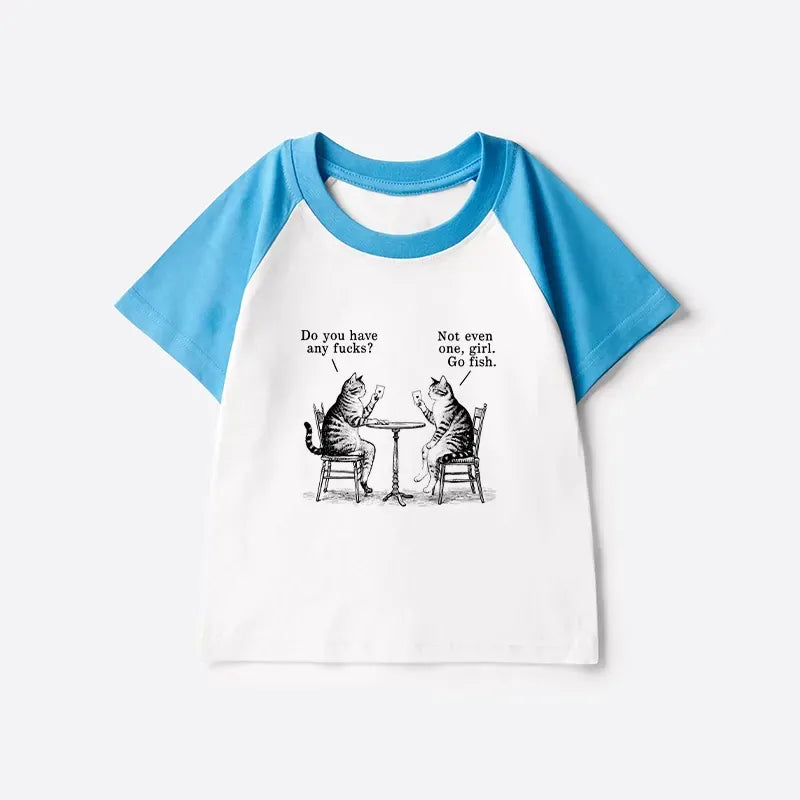 Kyoto-Lion Cat Poker Night Kids Raglan T-shirt