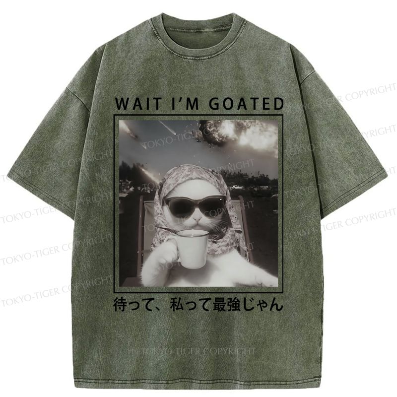 Sarcastic Cat Washed T-Shirt for Daily Wear