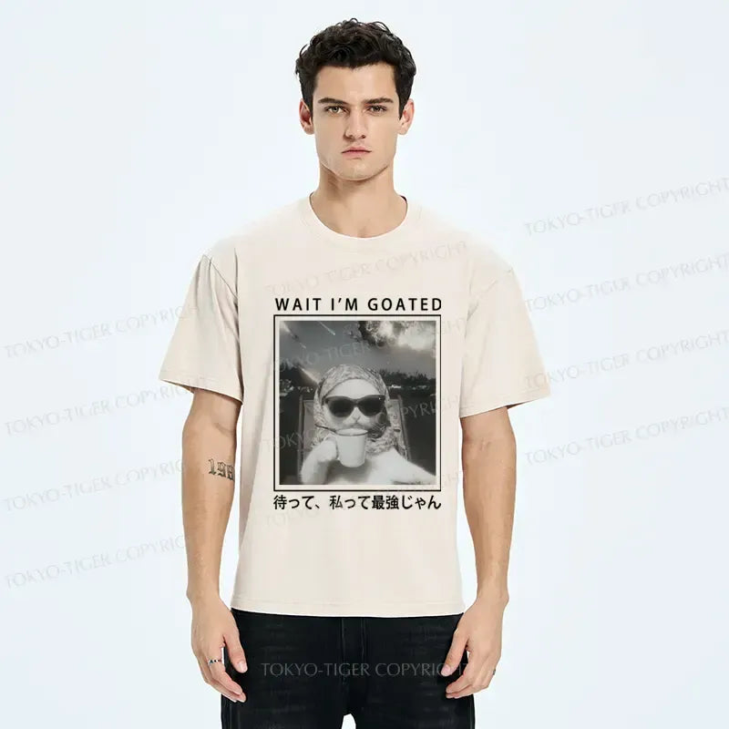 Kyoto-Lion Elegant And Sarcastic Cat Washed T-Shirt