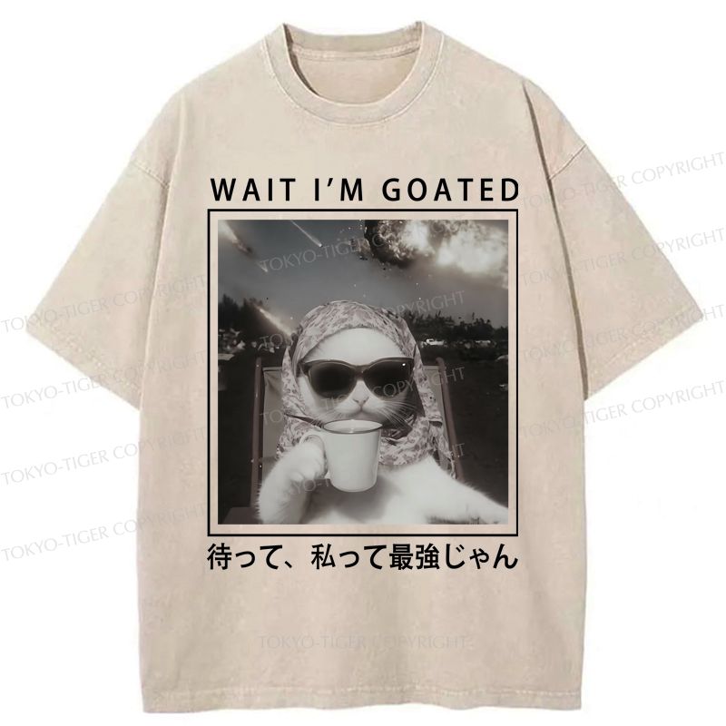Kyoto-Lion Elegant And Sarcastic Cat Washed T-Shirt