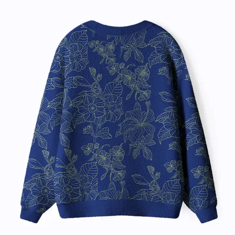 Japanese flower art cardigan for daily wear