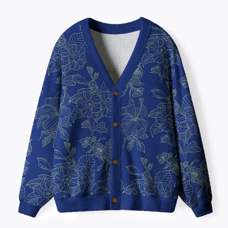 Kyoto-Lion The Artistic Beauty Of Flowers Ugly Cardigan Sweater