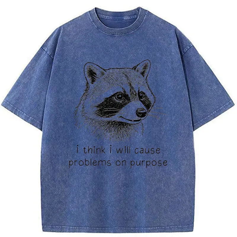 Kyoto-Lion Stupid Raccoon Washed T-Shirt