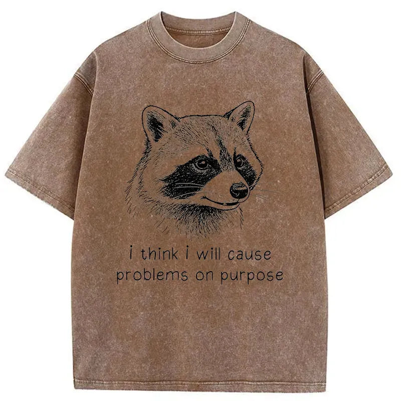 Kyoto-Lion Stupid Raccoon Washed T-Shirt