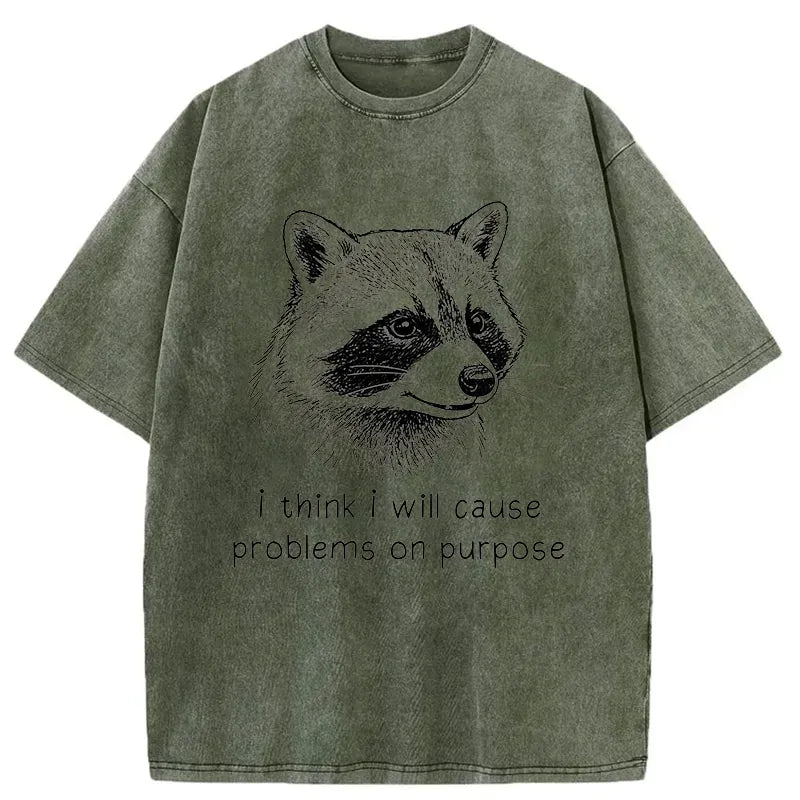 Kyoto-Lion Stupid Raccoon Washed T-Shirt