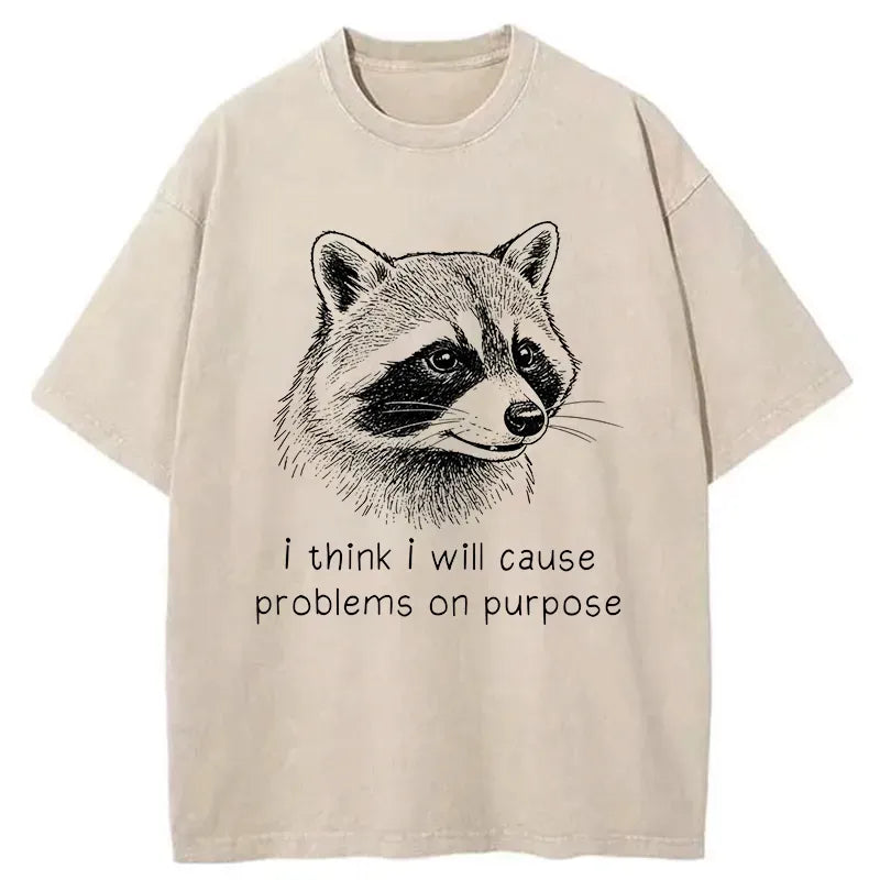Kyoto-Lion Stupid Raccoon Washed T-Shirt
