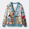 Kyoto-Lion Geisha Sakura Temple All-Over Print Ugly Cardigan Sweater