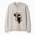 Kyoto-Lion Ghost Cat Coffee Mood Washed Terry Sweatshirt