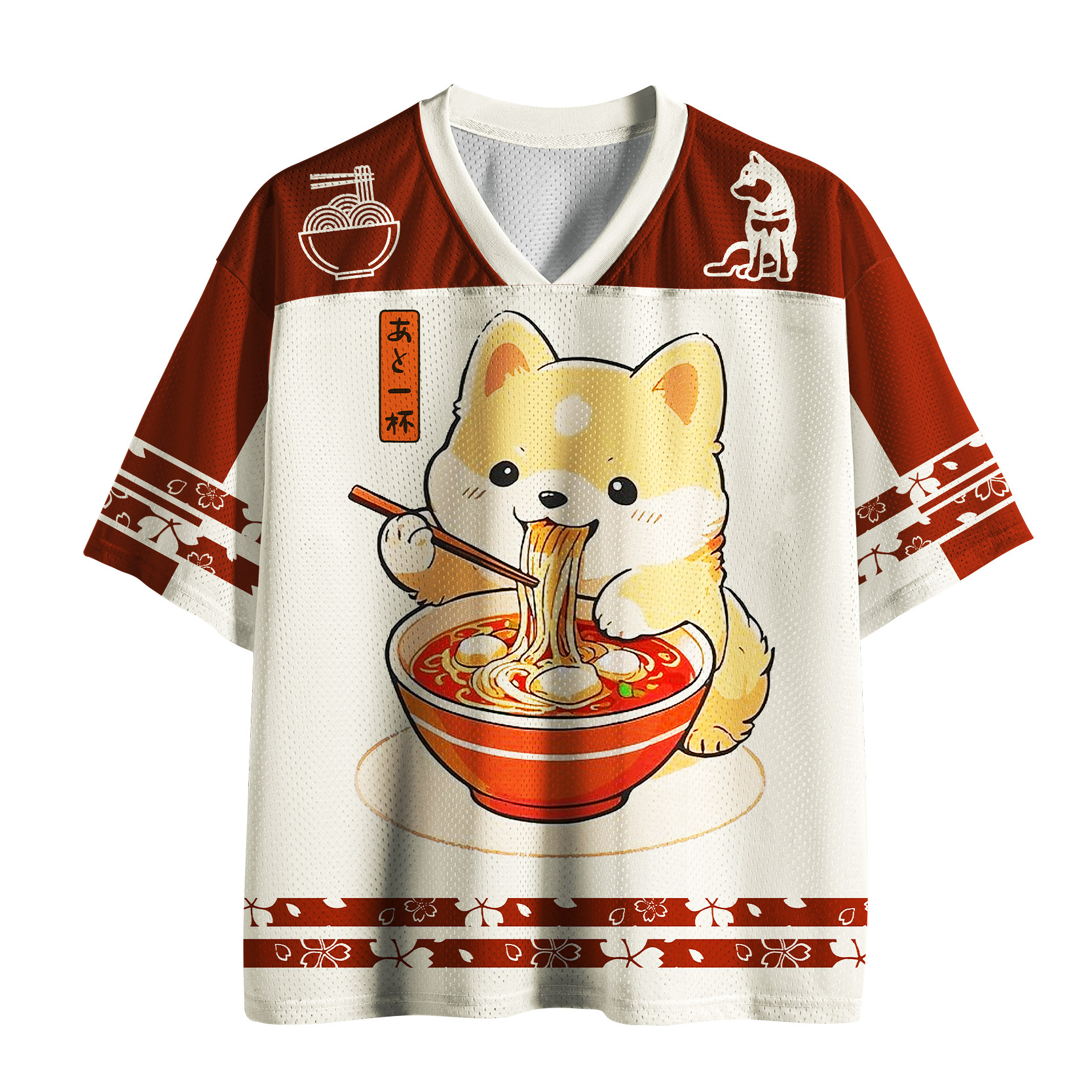 Breathable Mesh Jersey with Shiba Print