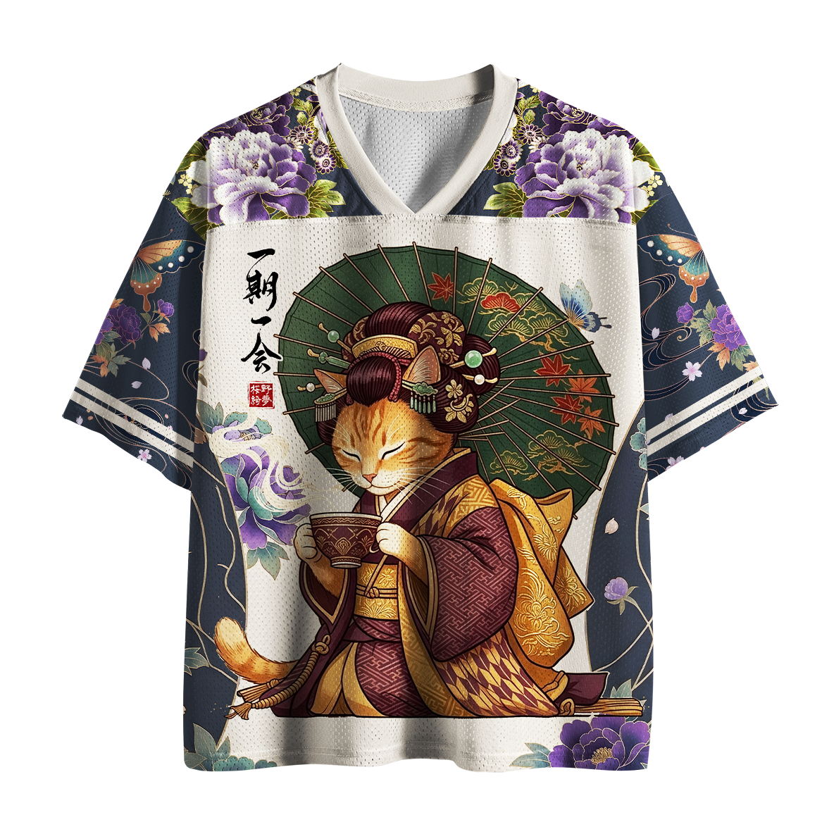 Japanese Floral Mesh Jersey for Summer