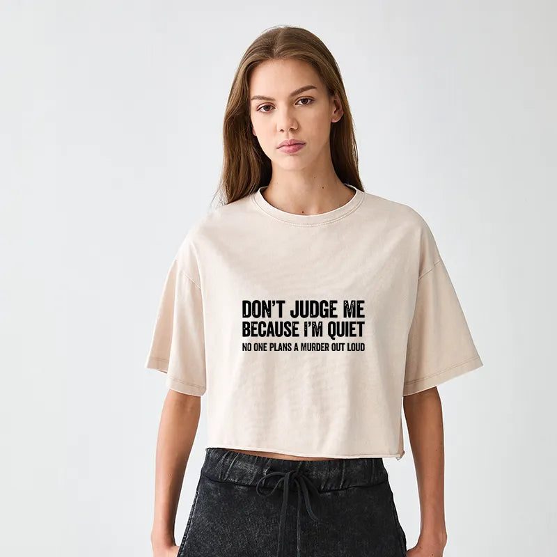 Kyoto-Lion Sarcastic Funny Quote Women's Washed Crop T-Shirt