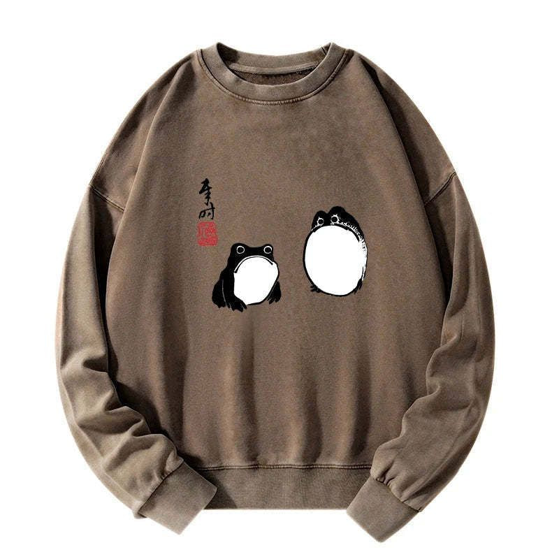 Japanese frog sweatshirt for daily wear