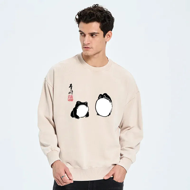 Japanese frog sweatshirt for daily wear
