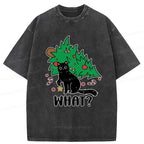 Kyoto-Lion Black Cat Causing Trouble Washed T-Shirt