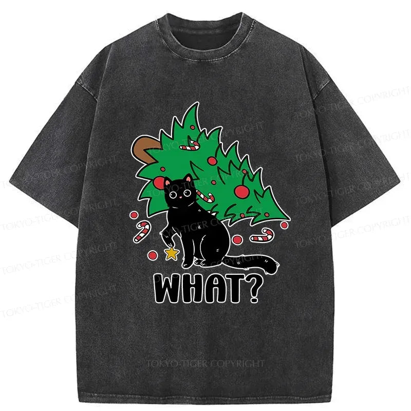 Kyoto-Lion Black Cat Causing Trouble Washed T-Shirt
