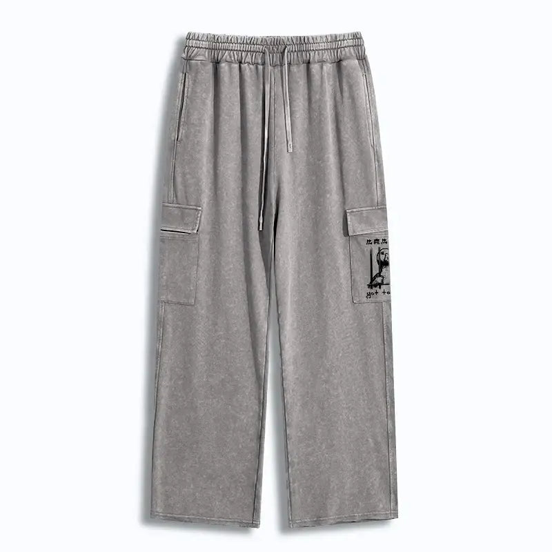 Washed Utility Sweatpants for Daily Wear
