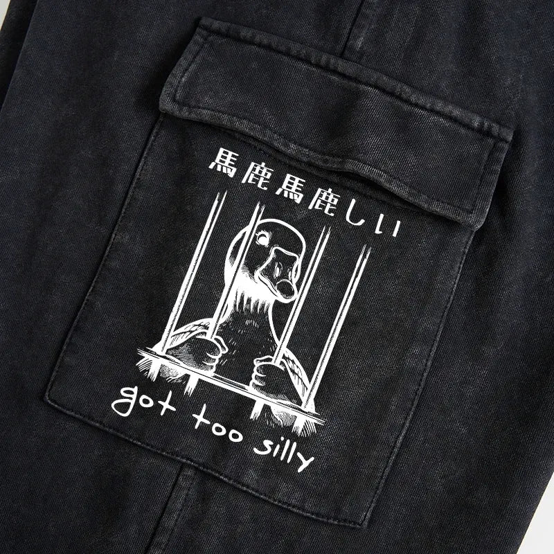 Kyoto-Lion Got Too Silly Washed Utility Sweatpants