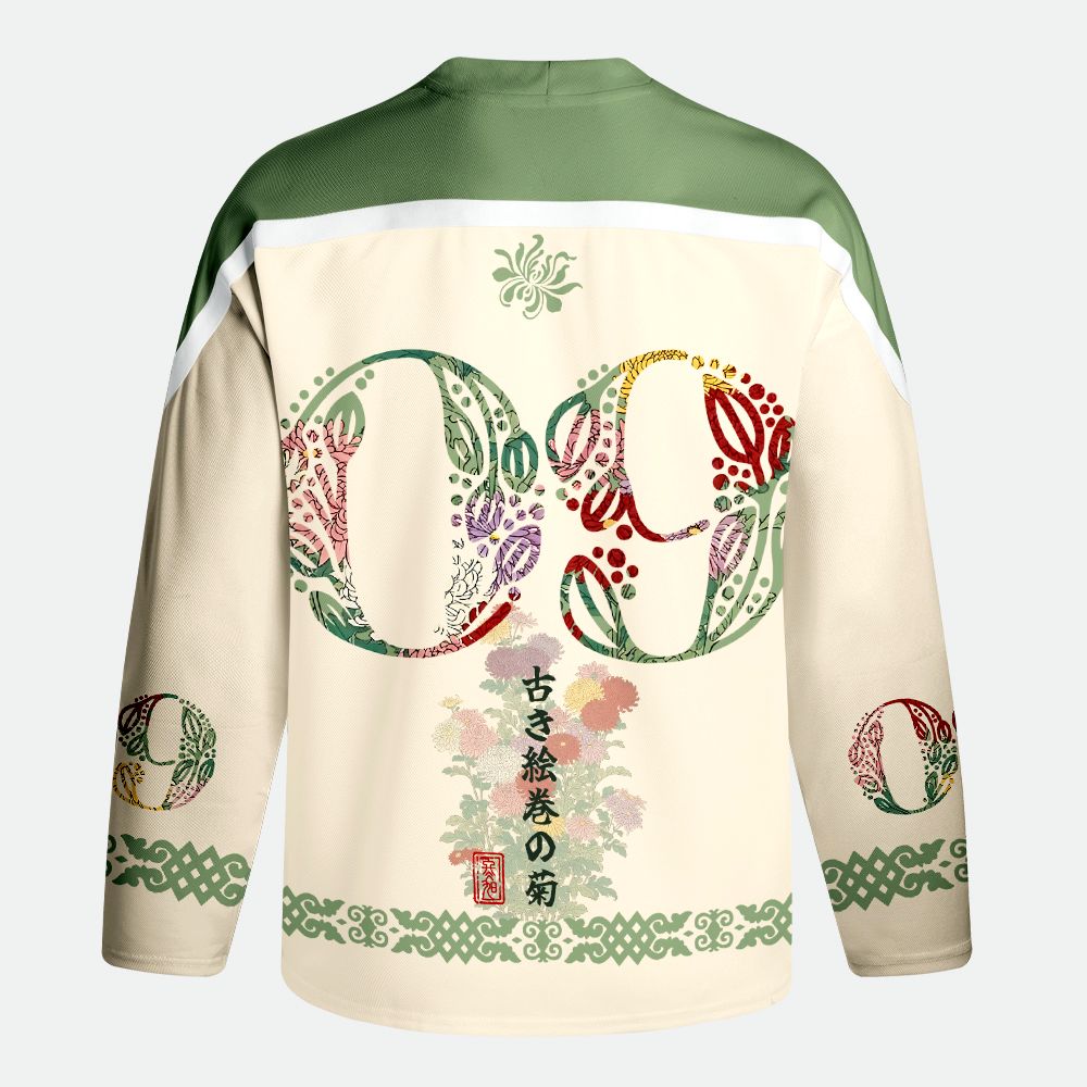 Kyoto-Lion Traditional Bloom Print Long-Sleeve Hockey Jersey