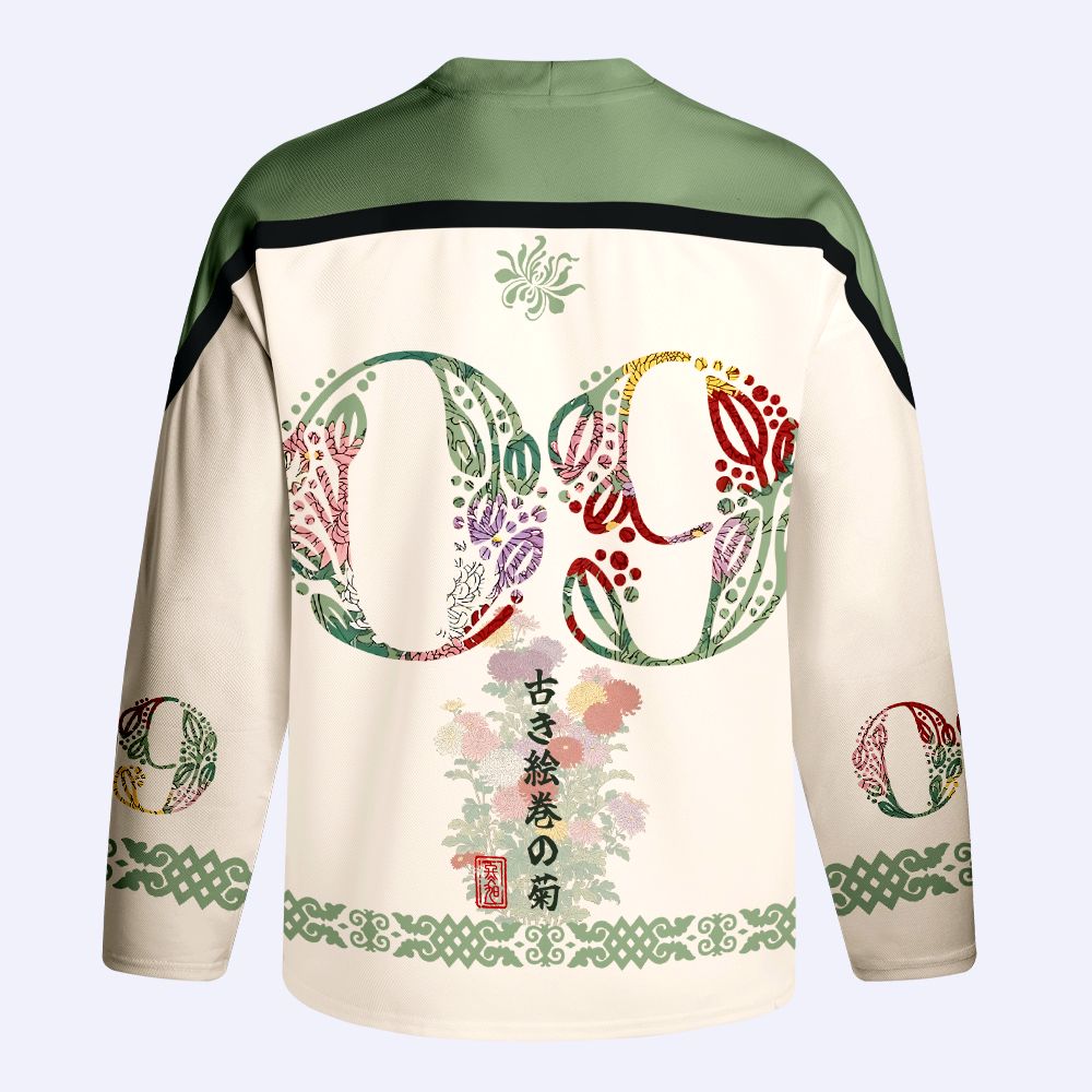 Kyoto-Lion Traditional Bloom Print Long-Sleeve Hockey Jersey