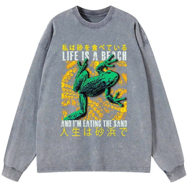 Japanese Long Sleeve T-Shirt for Beach Vacation